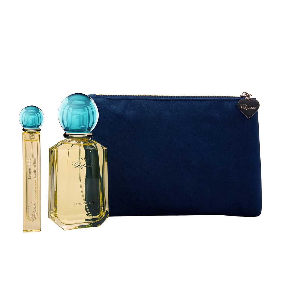 Happy Lemon Dulci Set Chopard: Happy Lemon Dulci, Perfume, For Women, 100 ml + Textile Makeup Bag, Blue + Happy Lemon Dulci, Perfume, For Women, 10 ml