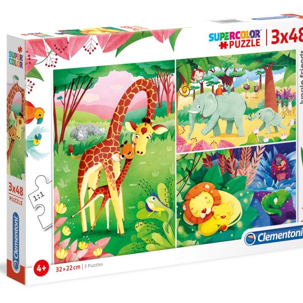 Set Trio, Clementoni, Jungle Friends, Puzzle, Unisex, 4+ years, 3x48 pcs