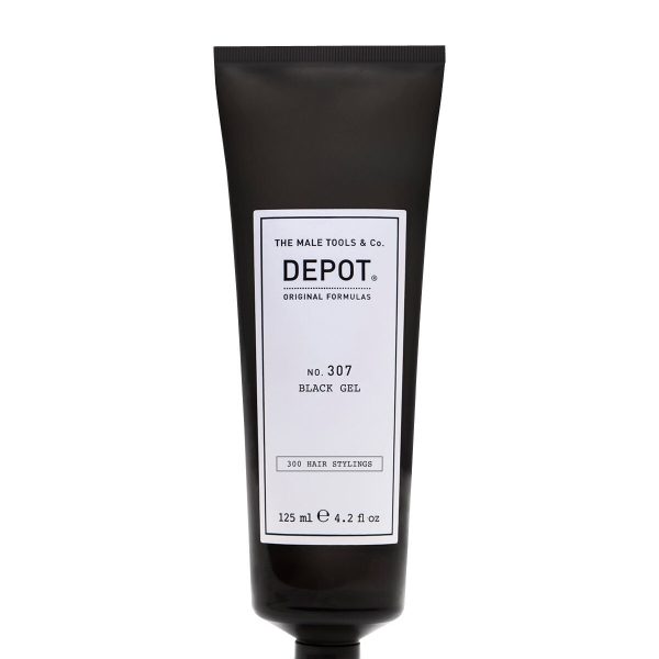 Depot, 300 Hair Stylings No. 307 Black, Botanical Complex, Hair Styling Gel, Temporary Coverage & Volume, Medium Hold, 125 ml