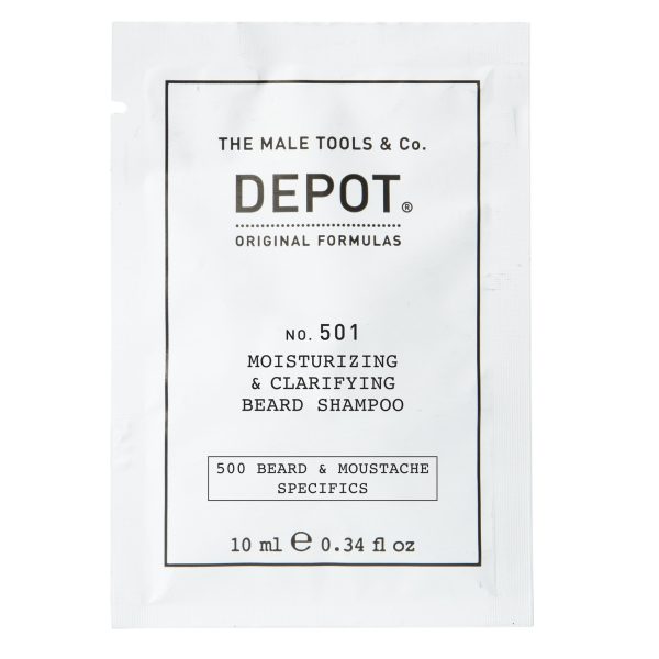 Depot, 500 Beard & Mustache Specifics No. 501, Pro-Vitamin B5, Beard Shampoo, Moisturizing & Clarifying, 10 ml