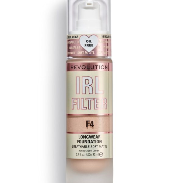 Makeup Revolution, IRL Filter, Oil Free, Long Wear, Cream Foundation, F4, 23 ml