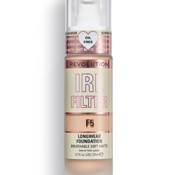 Makeup Revolution, IRL Filter, Oil Free, Long Wear, Cream Foundation, F5, 23 ml