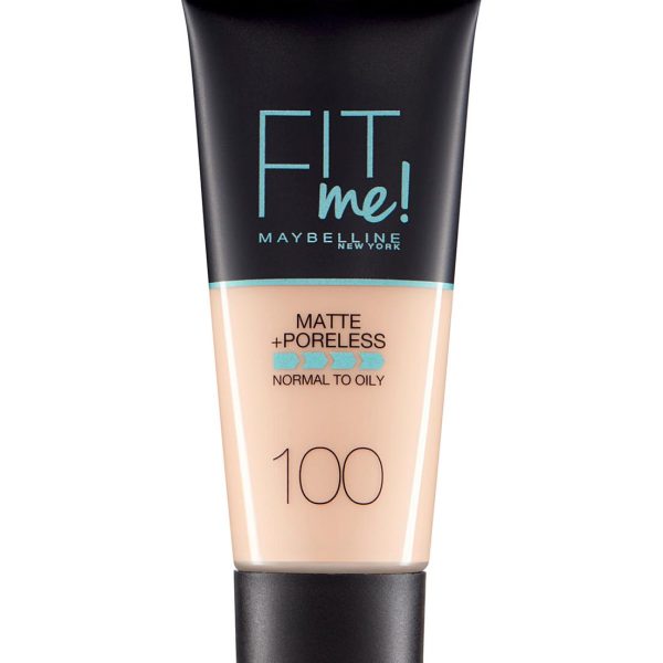 Maybelline, Fit Me Matte + Poreless, Liquid Foundation, 100, Warm Ivory, 30 ml