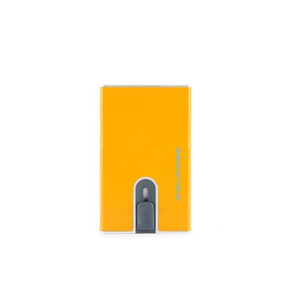 Piquadro, Piquadro, Leather Card Holder, Square Sliding System, Yellow, Unisex