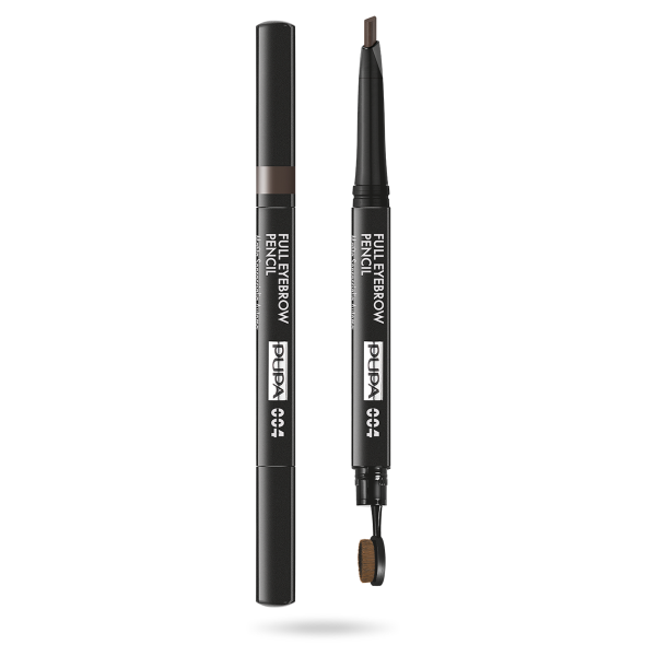 Pupa, Full, Paraben-Free, Definer, Double-Ended, Eyebrow Cream Pencil & Brush 2-In-1, 004, Extra Dark, 0.2 g *Tester