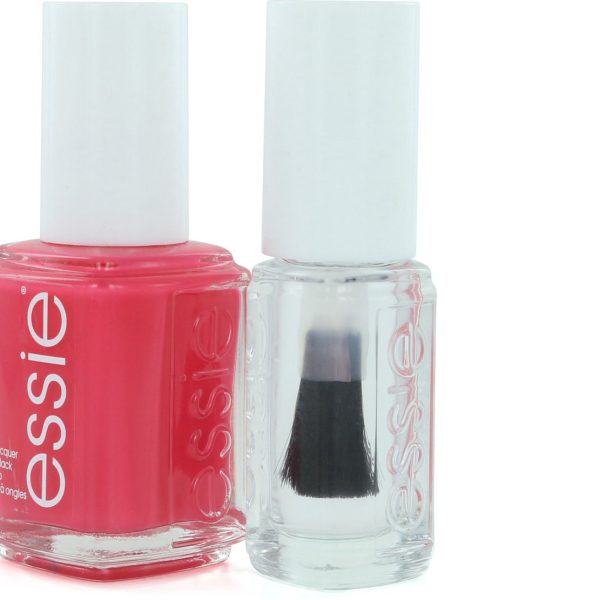 Set Essie: Nail Enamel, Vegan, Glossy Shine Finish, Nail Polish, 72, Peach Daiquiri, 13.5 ml + Nail Care - Good To Go, Top Coat, Nail Strengthening Lacquer, 5 ml